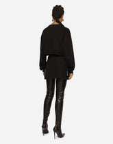 Cropped jersey sweatshirt with DG logo patch - | Dolce & Gabbana