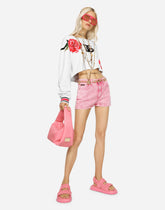 Jersey sweatshirt with carnation patch - | Dolce & Gabbana