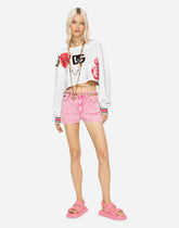 Jersey sweatshirt with carnation patch - | Dolce & Gabbana