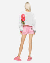 Jersey sweatshirt with carnation patch - | Dolce & Gabbana