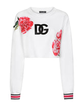 Jersey sweatshirt with carnation patch - | Dolce & Gabbana
