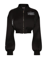 Short satin bomber jacket with DGVIB3 print - | Dolce & Gabbana