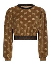 Short chenille sweatshirt with jacquard DG logo - | Dolce & Gabbana