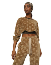 Short chenille sweatshirt with jacquard DG logo - | Dolce & Gabbana