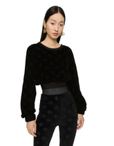 Short chenille sweatshirt with jacquard DG logo - | Dolce & Gabbana