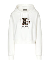 Jersey hoodie with carpet-stitch DG patch - | Dolce & Gabbana