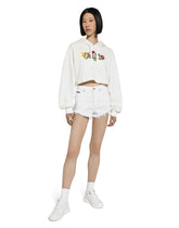 Cropped sweatshirt with flower print - | Dolce & Gabbana