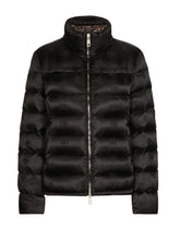 Padded satin jacquard down jacket with all-over DG logo - | Dolce & Gabbana