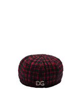 Tweed baker boy hat with peak - | Dolce & Gabbana