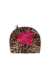 Charmeuse turban with floral appliqués - | Dolce & Gabbana