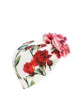 Charmeuse turban with floral appliqués - | Dolce & Gabbana