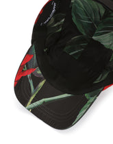 Nylon baseball cap with red rose print - | Dolce & Gabbana
