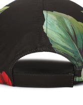Nylon baseball cap with red rose print - | Dolce & Gabbana