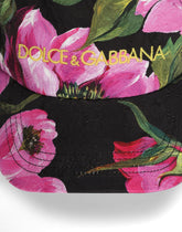 Cotton jacquard baseball cap with a peony print and Dolce&Gabbana logo embroidery - | Dolce & Gabbana