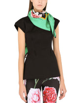 Twill scarf with white rose print (90 x 90) - | Dolce & Gabbana