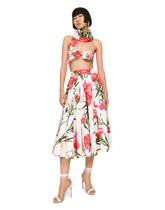 Twill scarf with yellow rose print (90 x 90) - | Dolce & Gabbana