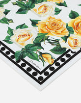 Twill scarf with yellow rose print (90 x 90) - | Dolce & Gabbana