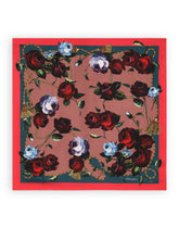 Twill scarf with vintage rose print (90 x 90) - | Dolce & Gabbana