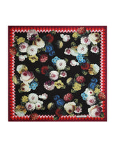 Twill scarf with vintage rose print (90 x 90) - | Dolce & Gabbana