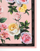 Rose and peony-print silk twill foulard (90x90) - | Dolce & Gabbana