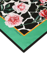 Twill scarf with white rose print (70 x 70) - | Dolce & Gabbana