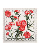 Twill scarf with yellow rose print (70 x 70) - | Dolce & Gabbana