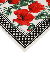 Twill scarf with yellow rose print (70 x 70) - | Dolce & Gabbana