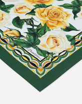 Twill scarf with yellow rose print (70 x 70) - | Dolce & Gabbana