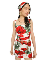 Twill scarf with yellow rose print (50 x 50) - | Dolce & Gabbana