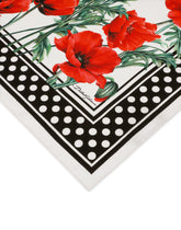 Twill scarf with yellow rose print (50 x 50) - | Dolce & Gabbana