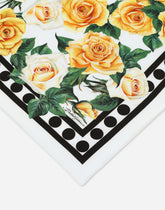 Twill scarf with yellow rose print (50 x 50) - | Dolce & Gabbana