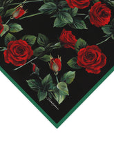Twill scarf with red rose print (50 x 50) - | Dolce & Gabbana