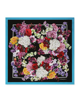 Twill scarf with red rose print (50 x 50) - | Dolce & Gabbana