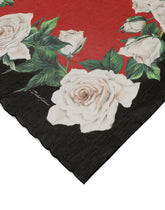 Silk scarf with white rose print (120 x 200) - | Dolce & Gabbana