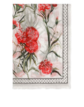 Silk scarf with yellow rose print - | Dolce & Gabbana