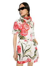 Silk scarf with yellow rose print - | Dolce & Gabbana