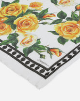 Silk scarf with yellow rose print - | Dolce & Gabbana