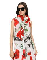 Poppy-print modal and cashmere scarf - | Dolce & Gabbana