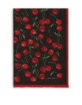 Cherry-print cashmere and modal scarf (135x200) - | Dolce & Gabbana