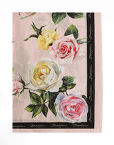 Peony and Rose print modal and cashmere scarf 135x200 - | Dolce & Gabbana