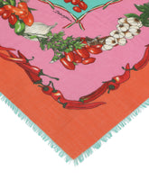 Large vegetable-print silk and cashmere scarf (140 x 140) - | Dolce & Gabbana