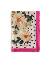 Camellia-print silk and cashmere foulard (140 x 140) - | Dolce & Gabbana
