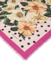 Camellia-print silk and cashmere foulard (140 x 140) - | Dolce & Gabbana