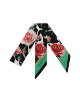 Twill headscarf with white rose print - | Dolce & Gabbana
