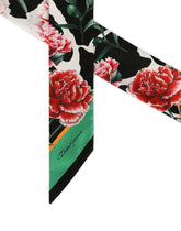Twill headscarf with white rose print - | Dolce & Gabbana