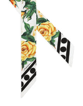 Twill headscarf with yellow rose print - | Dolce & Gabbana