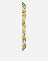 Twill headscarf with yellow rose print - | Dolce & Gabbana