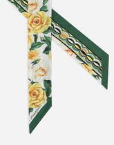 Twill headscarf with yellow rose print - | Dolce & Gabbana