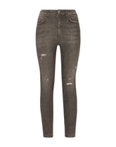 Deep blue denim Audrey jeans with ripped details - | Dolce & Gabbana