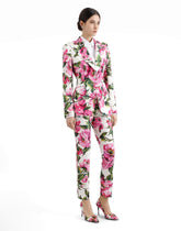 Peony-print cotton jacquard pants - | Dolce & Gabbana